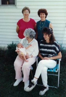 1991 Joyce, Jill, Mildred (Ferguson) Bailey, baby Crissa, & Cathy.jpg