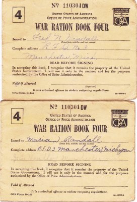 1943 Ration stamp books for Fred & Marian Randall.jpg